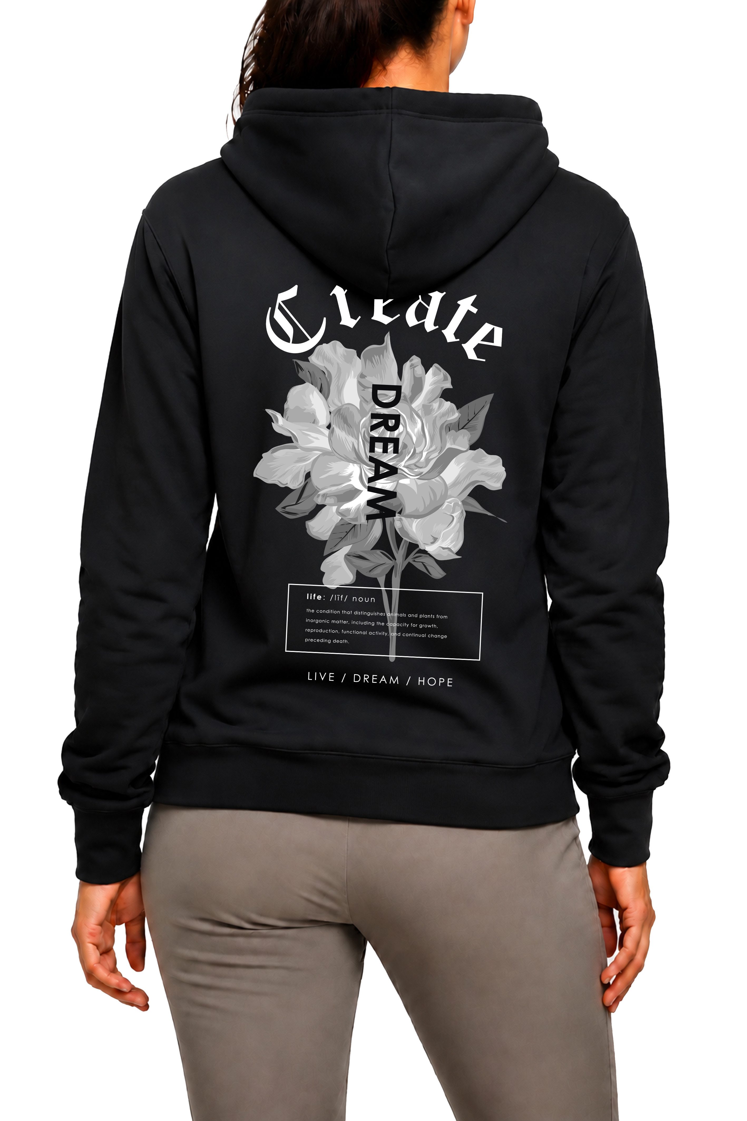 Banco Hoodie Damen Flower Blume Kapuzenpullover Langarm "Create" Kapuzenpullover mit 2 Eingriffstaschen