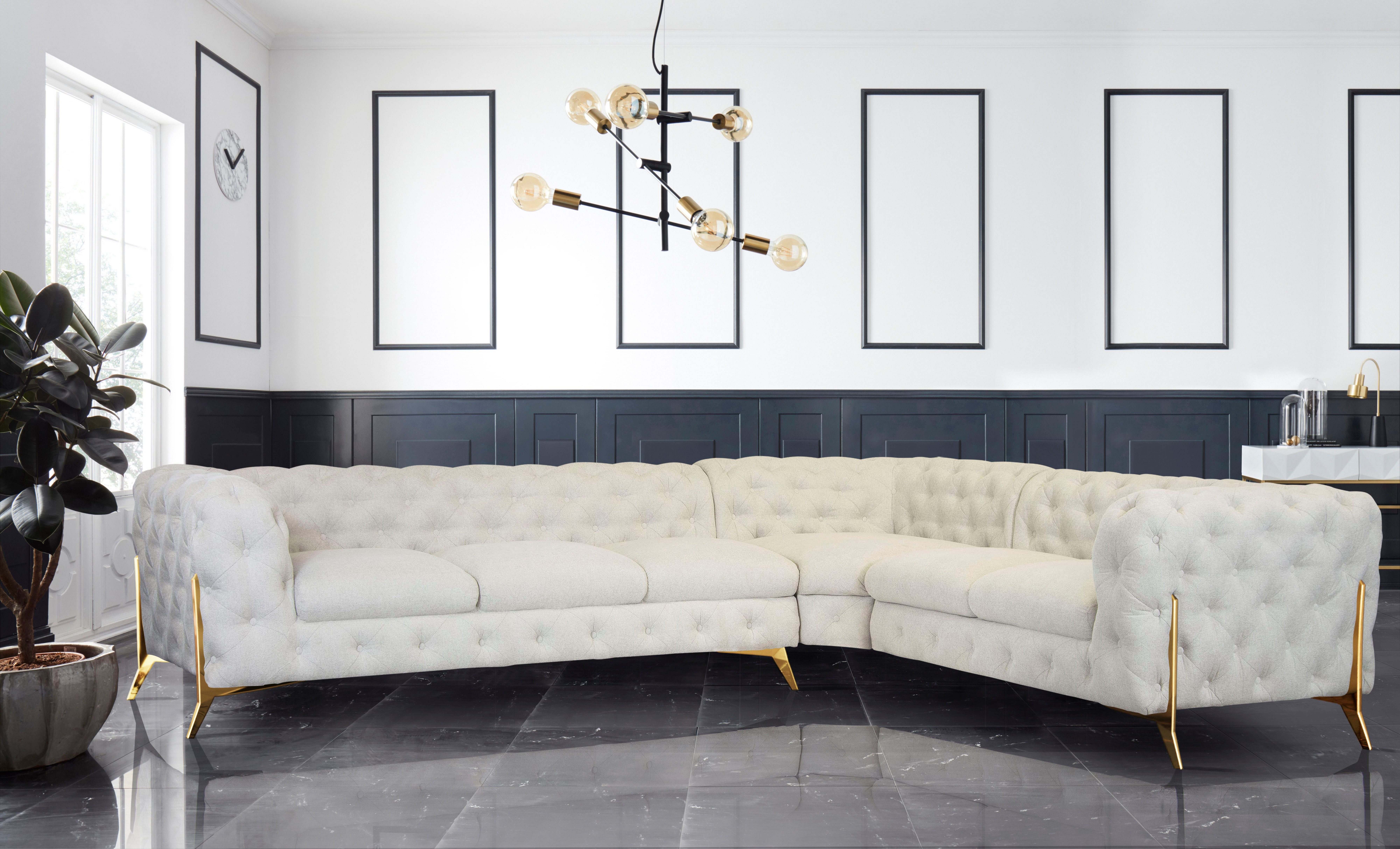 Leonique Chesterfield-Sofa Amaury L-Form, großes Ecksofa, günstig online kaufen