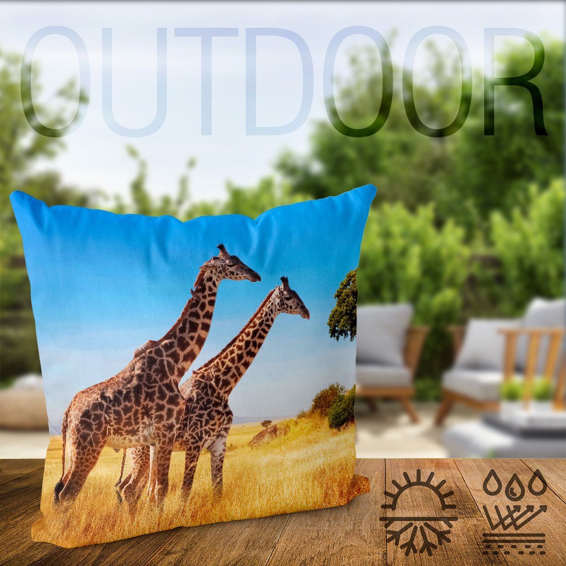 (1 Afrika Dschungel Giraffe Palme Kissenbezug Kissenbezug, Safari Fell Wüste Afrika Zoo Giraffe Stück), VOID Sofa-Kissen