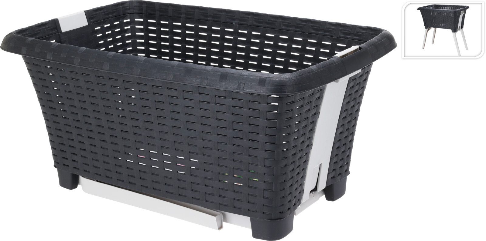 Koopman Wäschekorb Wäschebehälter Schwarz Klappbar Füße Aufbewahrung 38 L E günstig online kaufen