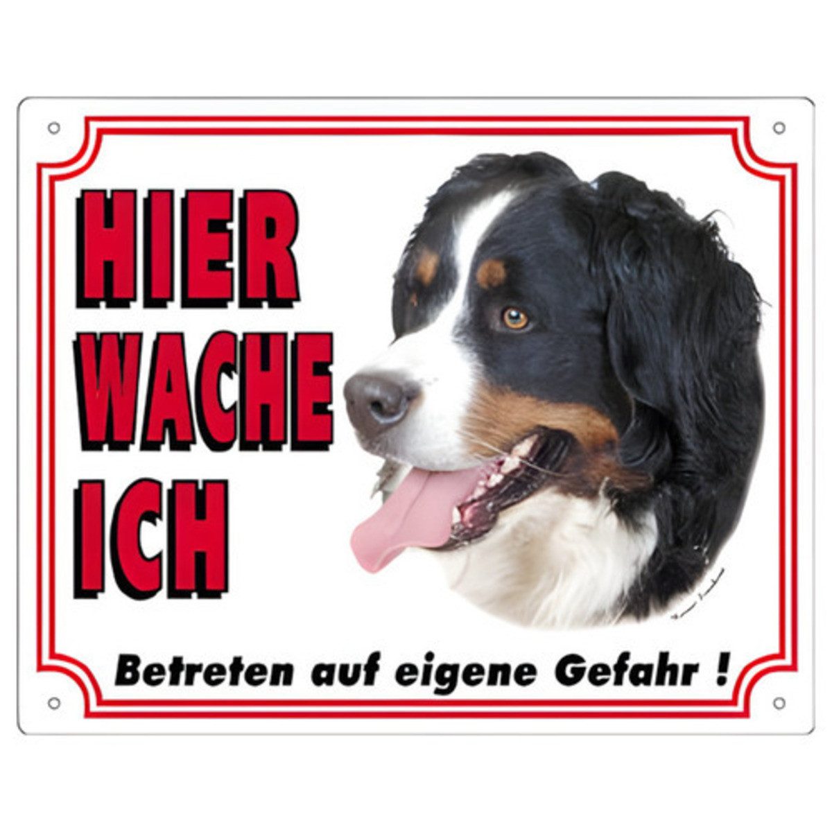 Nobby Warnschild Warntafel Berner Sennenhund auf hellem Hintergrund