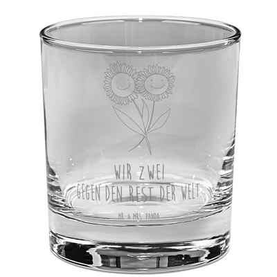 Mr. & Mrs. Panda Glas Blume Sonnenblume - Transparent - Geschenk, Gin Glas mit Sprüchen, Gi, Premium Glas, Exklusive Gravur