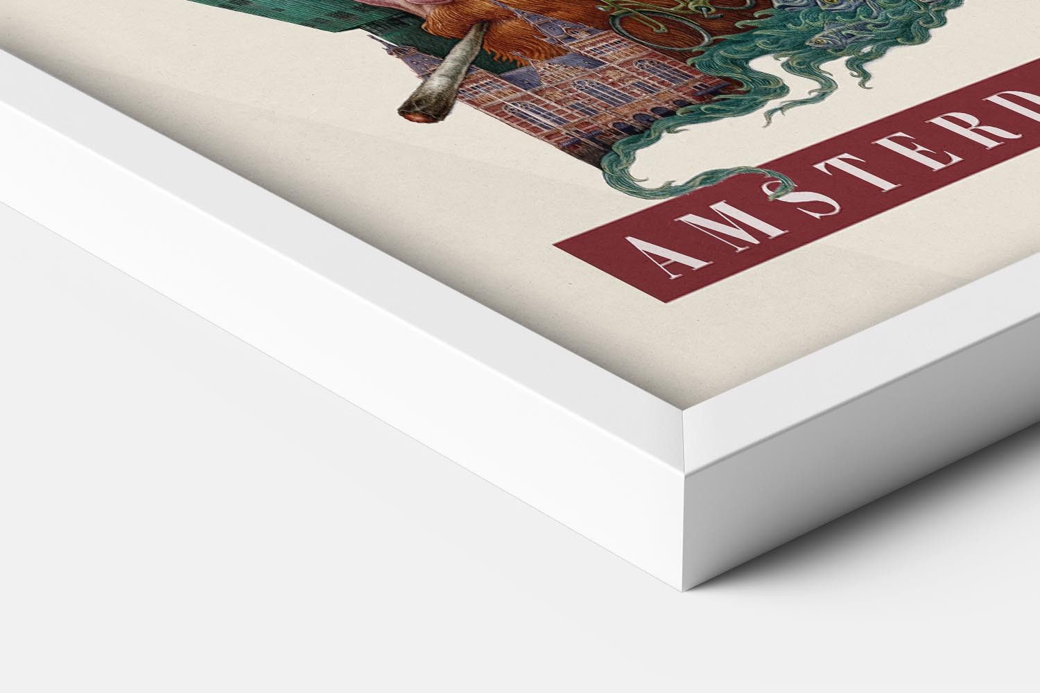 Tulup Bild mit Rahmen Amsterdam Illustration im Rahmen, Kunstdruck mit Rahmen