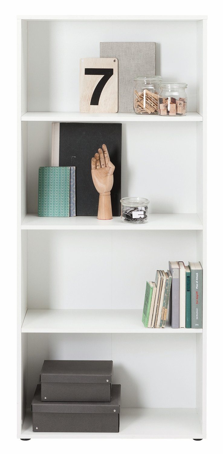 Bücherregal FIONA, Weiß matt, B 70 x H 158 x T 30 cm, 4 Fächer