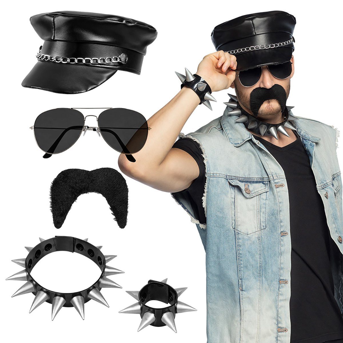 Kostüm Gay Biker Accessoire-Set
