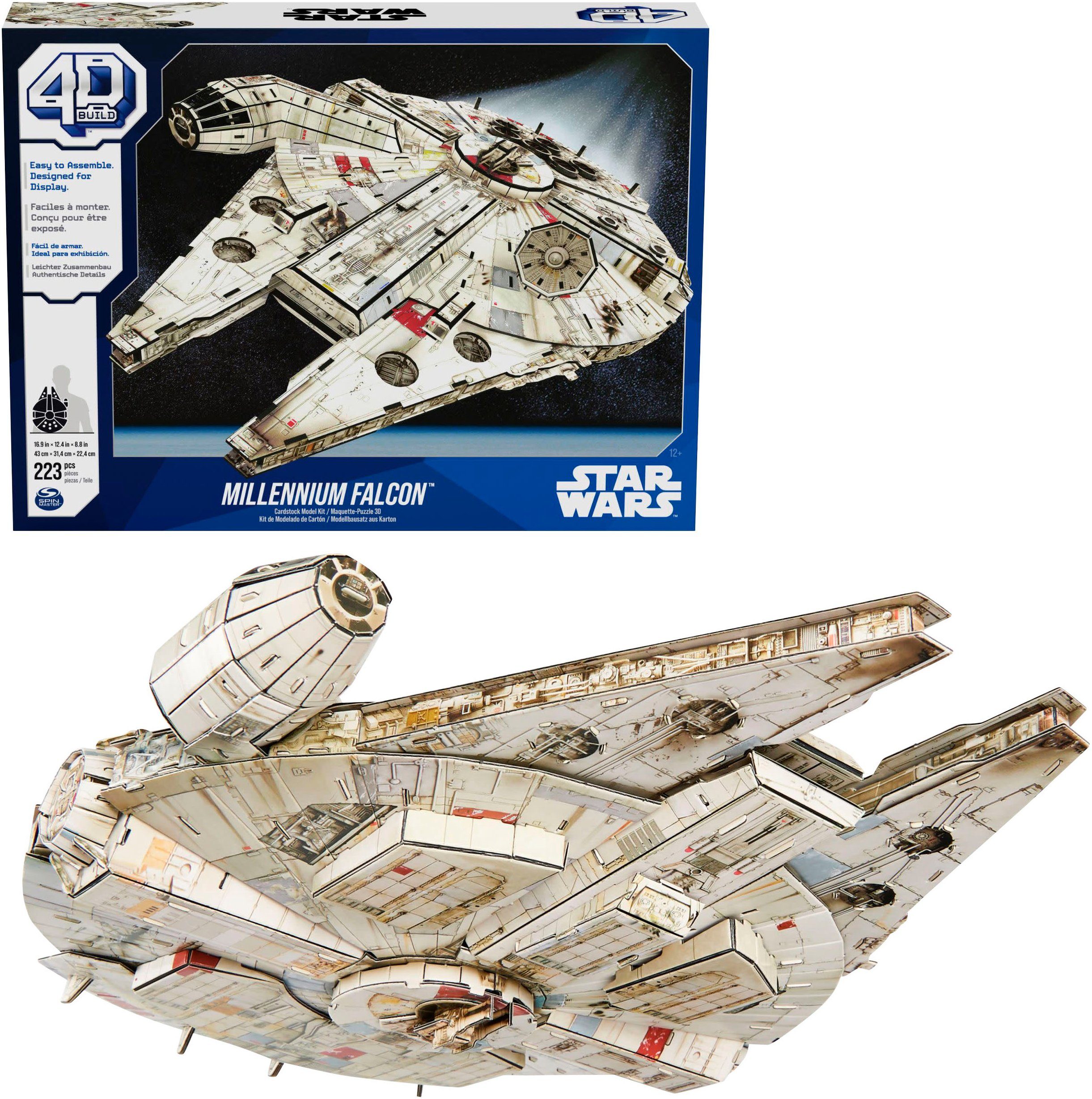 Spin Master 3D-Puzzle 4D Build - Star Wars - Millennium Falcon Raumschiff, 223 Puzzleteile