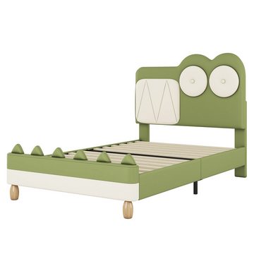 PFCTART Kinderbett 90*200cm Kinderbett, Cartoon Krokodil Form, Flachbett, Grün