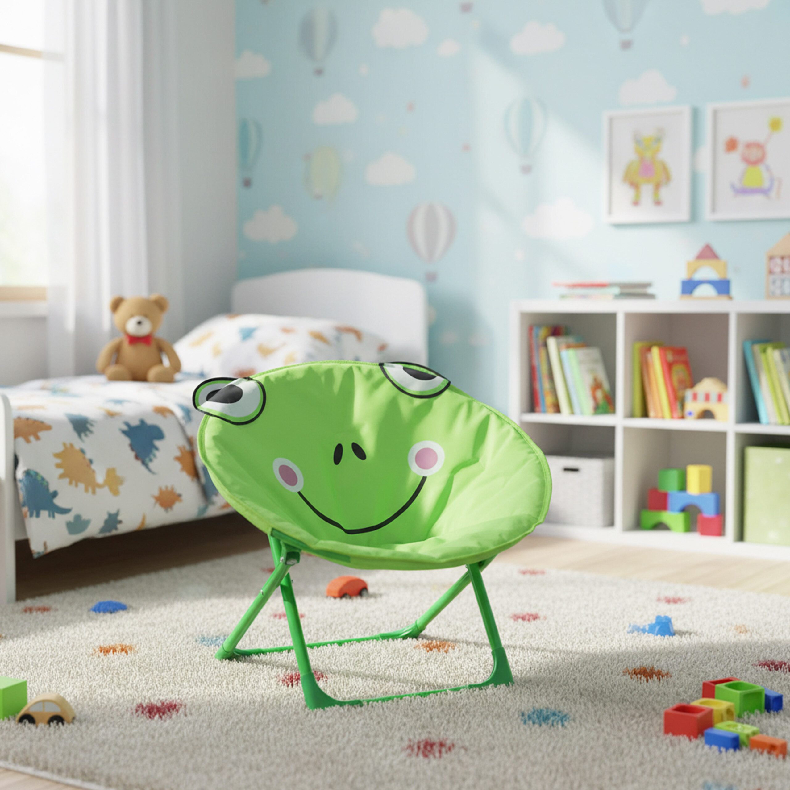 relaxdays Campingstuhl Faltbarer Moonchair für Kinder, Frosch