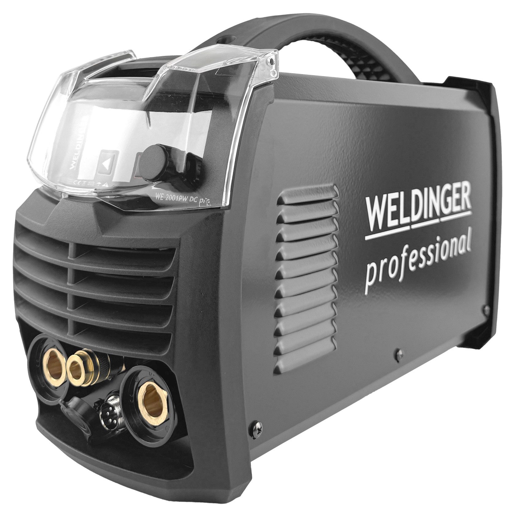 WELDINGER Inverterschweißgerät WIG-Schweißgerät WE 2001PW HF Lift Puls 2T/4T MMA 200 A (ohne Brenner), MMA mit VRD, Lüfterkühlung, digitale Steuerung, OHNE WIG-Brenner