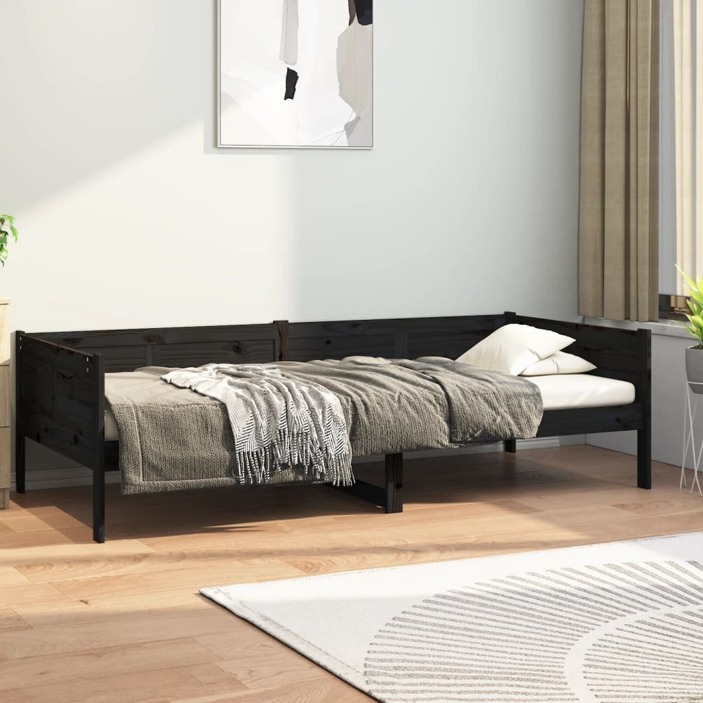 vidaXL Bett Tagesbett Schwarz Massivholz Kiefer 90x190 cm
