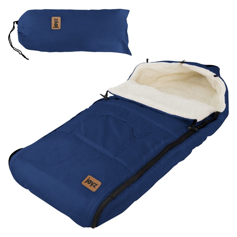 Joyz Fußsack Babyfußsack aus Fleece mit Reißverschluss Winterfußsack, Babyschlafsack Dunkelblau bei 40°C waschbar 94x48x10cm inkl.Tasche