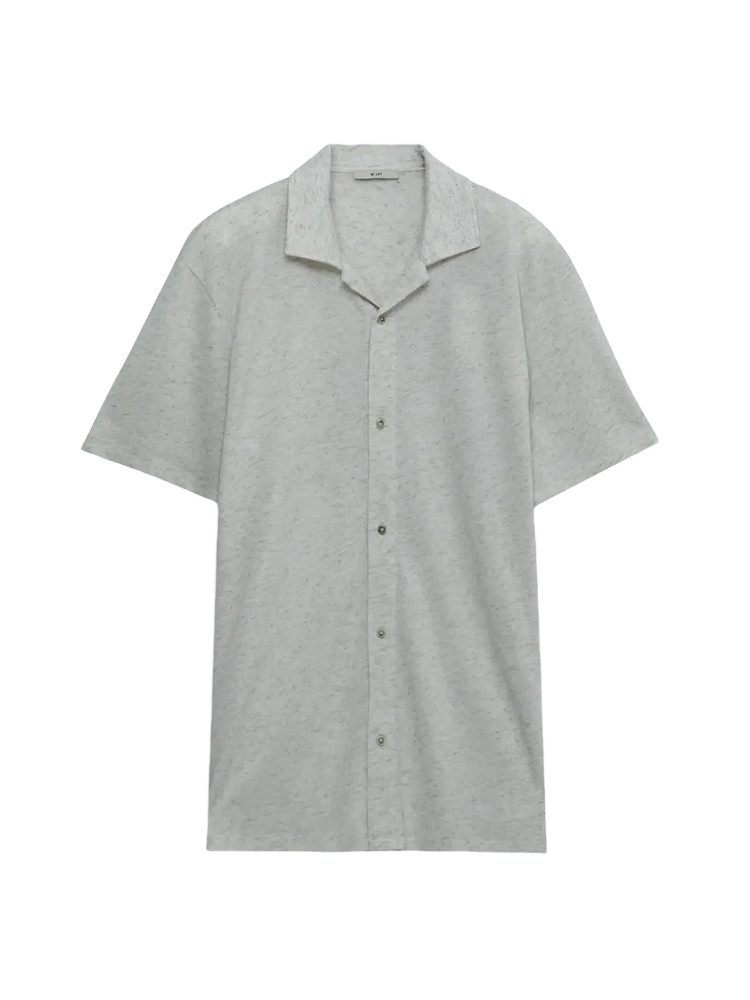 KİP Langarmhemd Beige gemustertes Strick-Casual-Leinenhemd