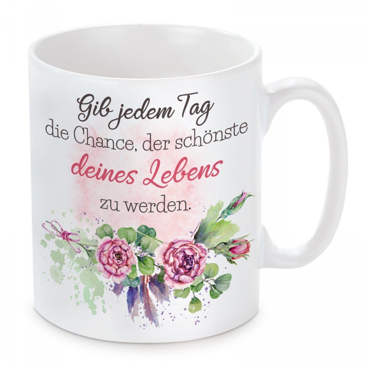 Gib Tag Chance, Kaffeetasse Tasse Herzbotschaft spülmaschinenfest Keramik, Kaffeebecher die mit Motiv jedem und mikrowellengeeignet