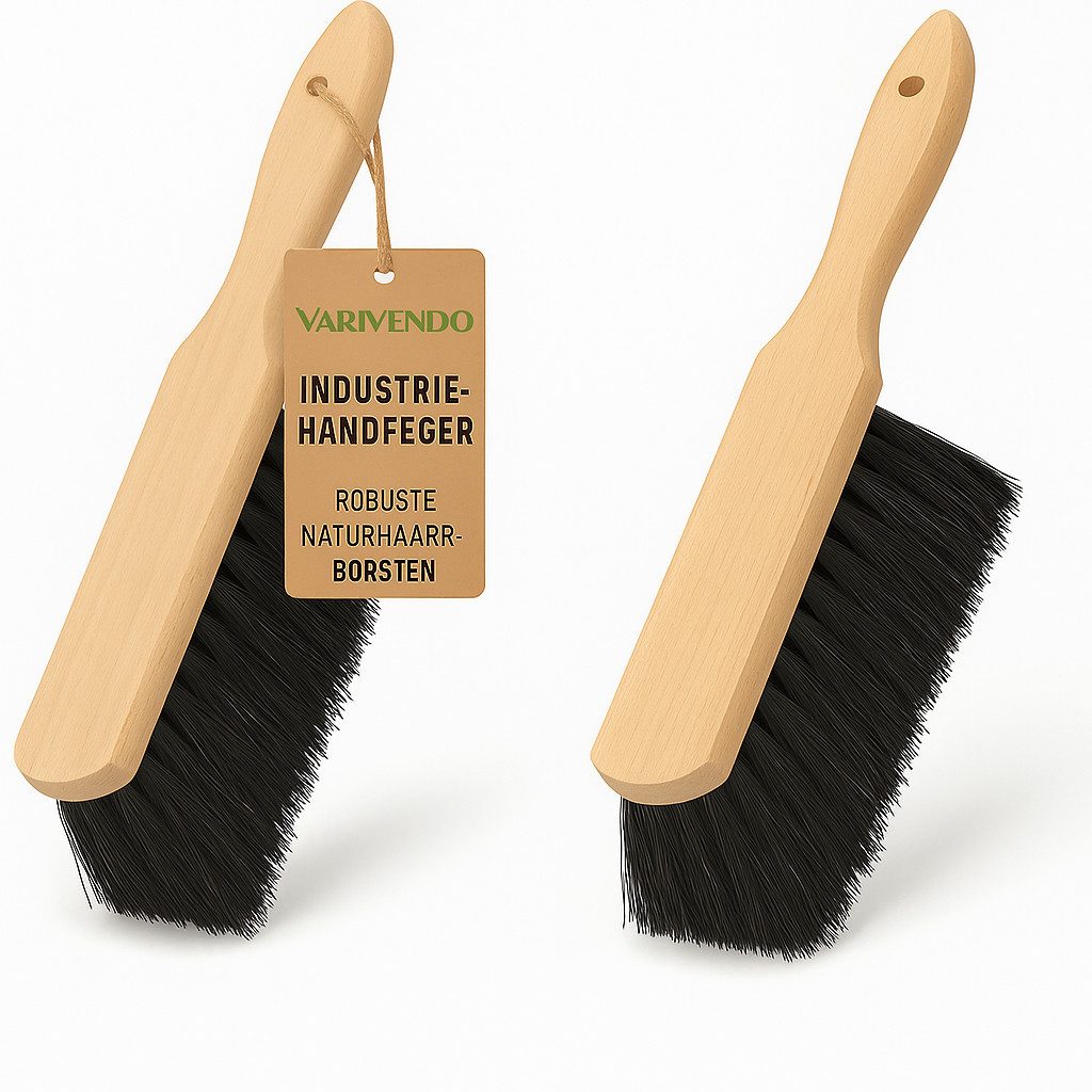 varivendo Kehrgarnitur Handfeger Industrie Schwarz 2 Stück, Werkstatt, (Stück, 2-tlg., Handfeger), Handfeger Kehrbesen Kehrset Besen Set Kehrgarnitur Kehrschaufel