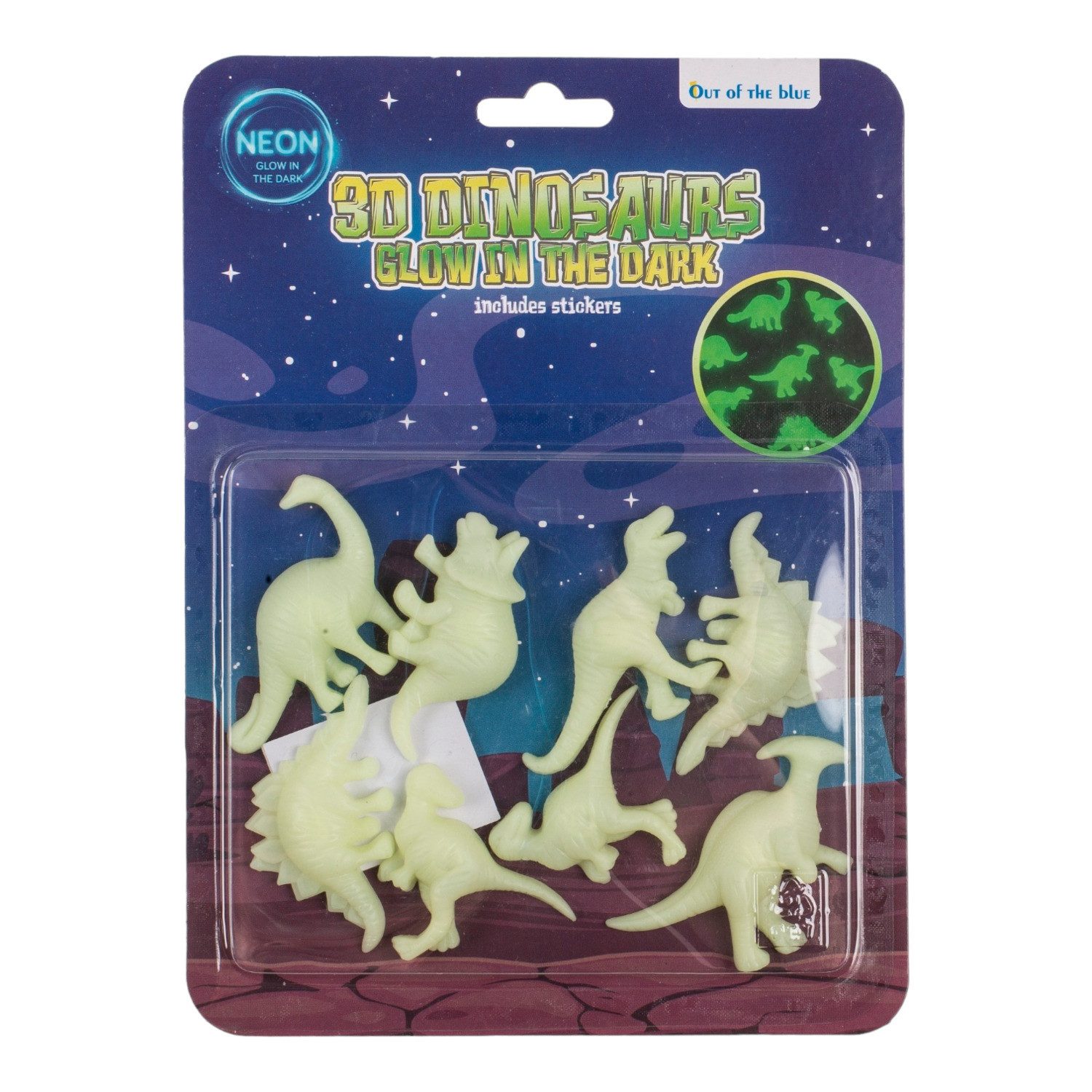 Out of the Blue Aufkleber 3D Dinosaurier Leuchtsticker Glow in the Dark Dino Leuchtaufkleber im