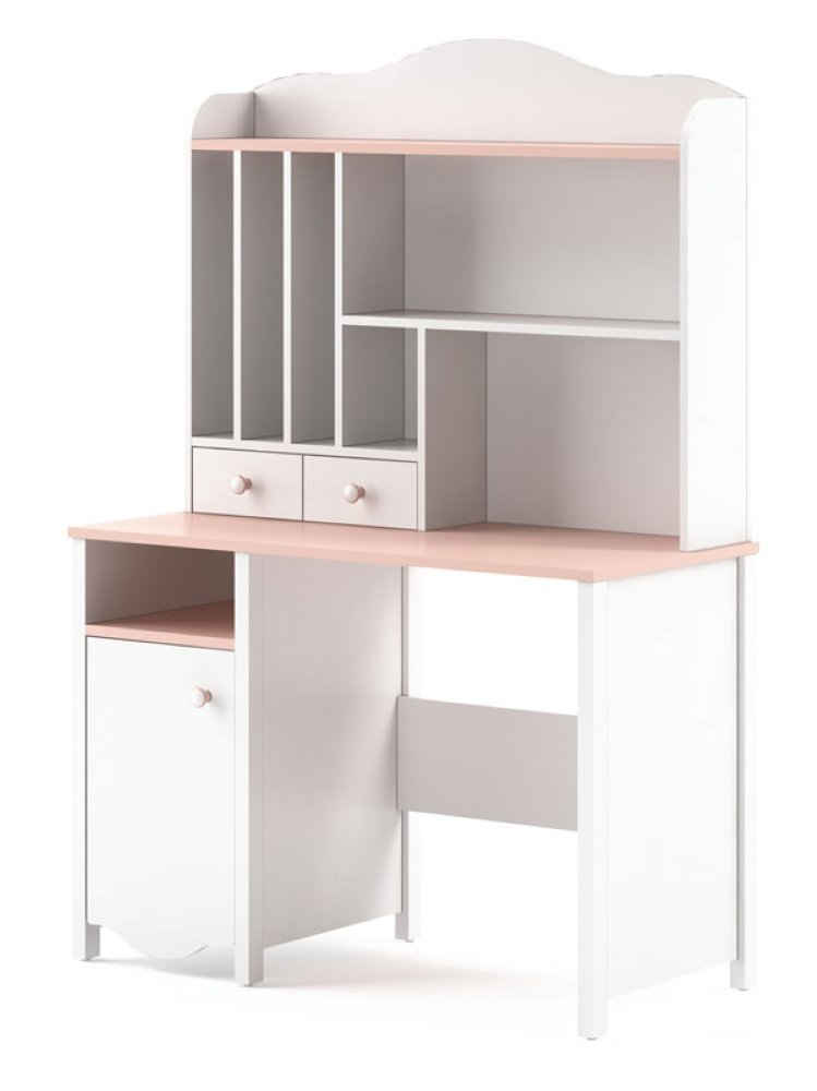 Feldmann-Wohnen Schreibtisch Mia (Mia, 2-St., Schreibtisch mit Aufsatz), 110cm weiß / rosa mit Aufsatz