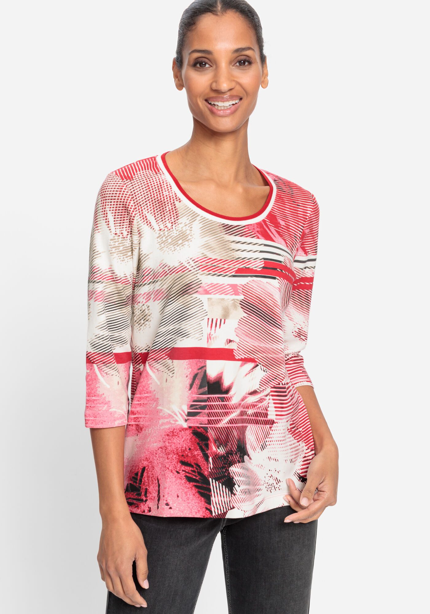 Olsen Rundhalsshirt (1-tlg) mit Allover-Print günstig online kaufen