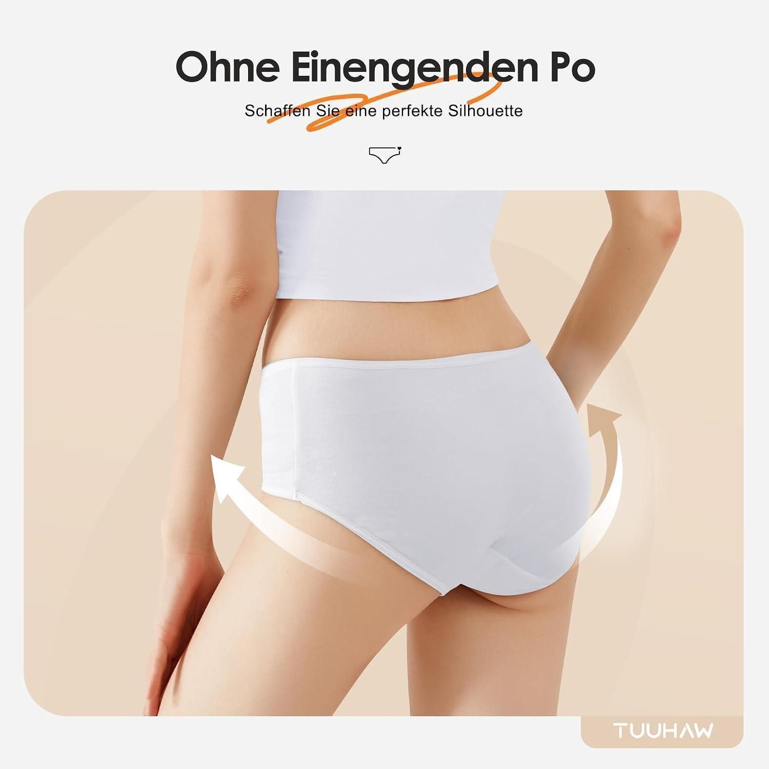 LuxusKollektion Slip Unterwäsche Damen 6er Pack Slips Baumwolle XS weiß