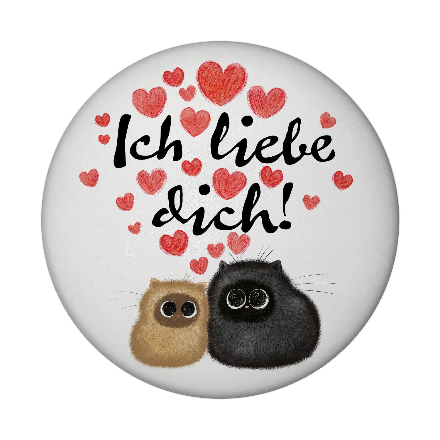 Magnet Knuffige Katzen Magnet rund mit Flaschenöffner Spruch Ich liebe dich