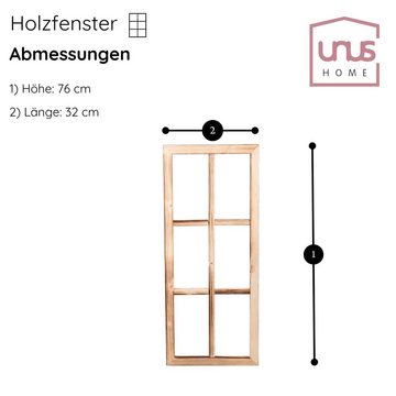 UNUS HOME Wanddekoobjekt Holzfenster Dekoration Altholz (1 St)