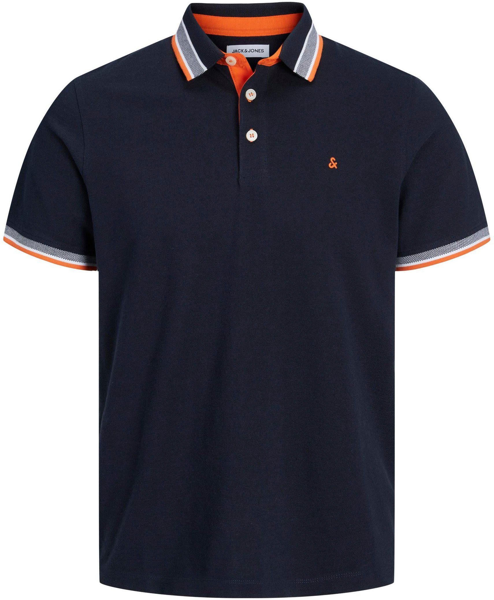 JJEPAULOS SS & Jones Poloshirt POLO NOOS Jack Black Navy