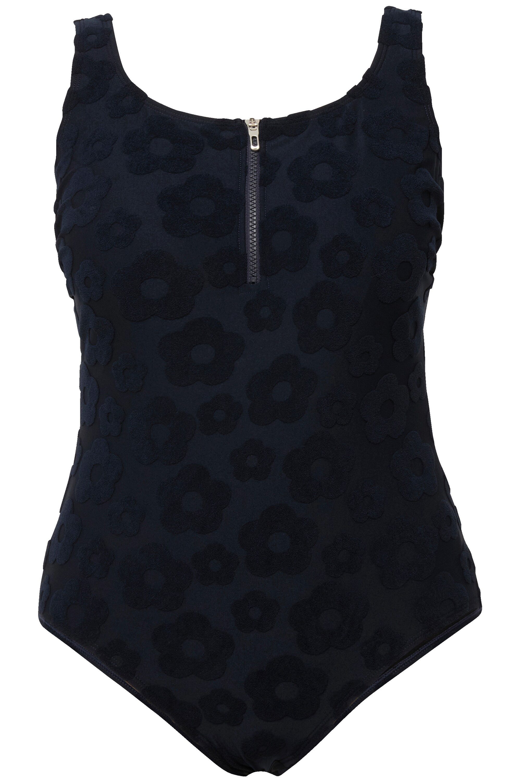 Ulla Popken Badeanzug Badeanzug Blumen-Struktur Zipper günstig online kaufen