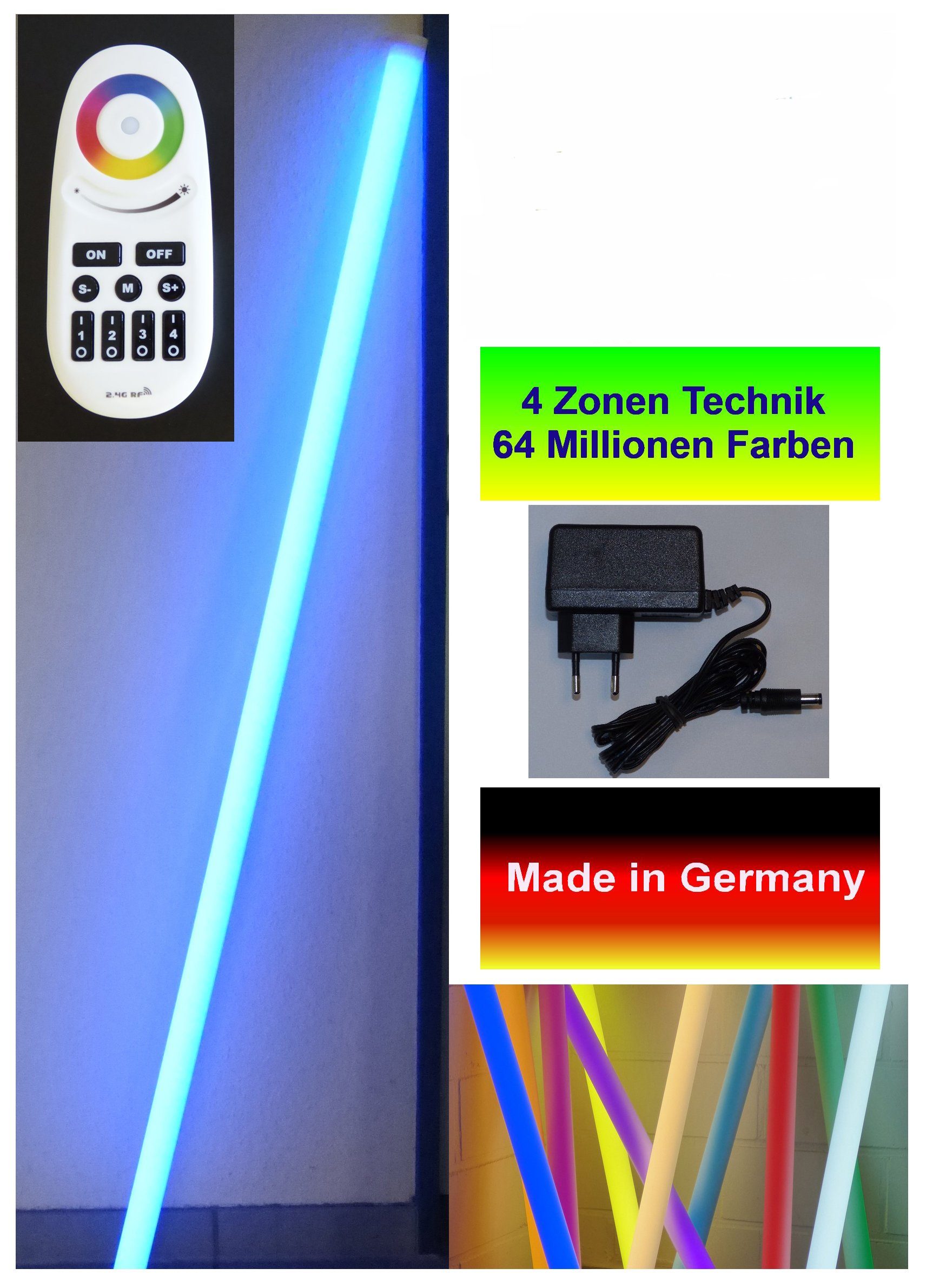 Weiß Warm RF-Fernbed., RGB+ Xenon VISION + Volt Warm RGB XENON 0,63m 4Zonen Weiß LED 12 RW / + T8, Wandleuchte Röhre LED 5451 LED