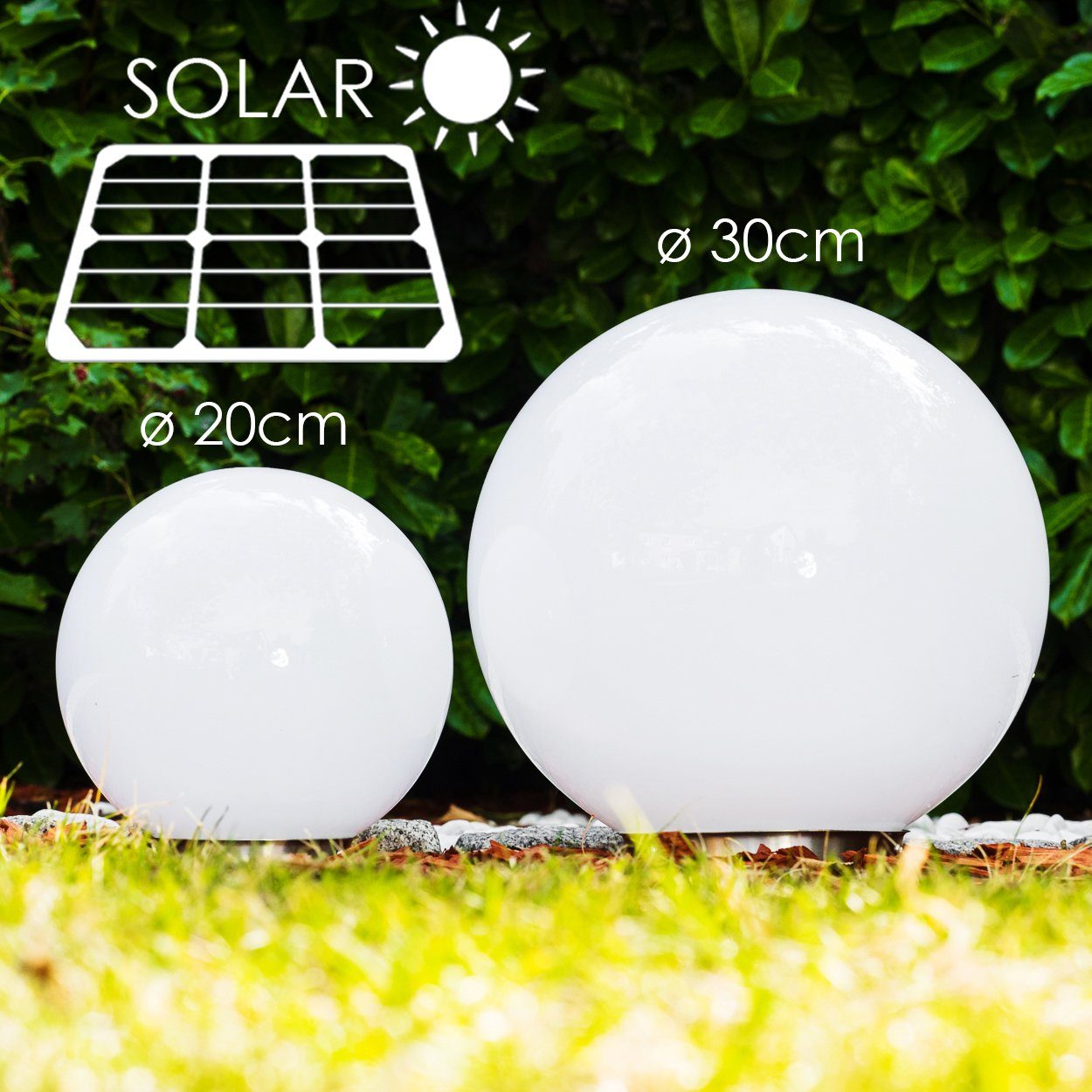 hofstein Kugelleuchte Solar Kugelleuchte 20cm Terrasse Wege Sonne Licht Veranda Garten Lampe