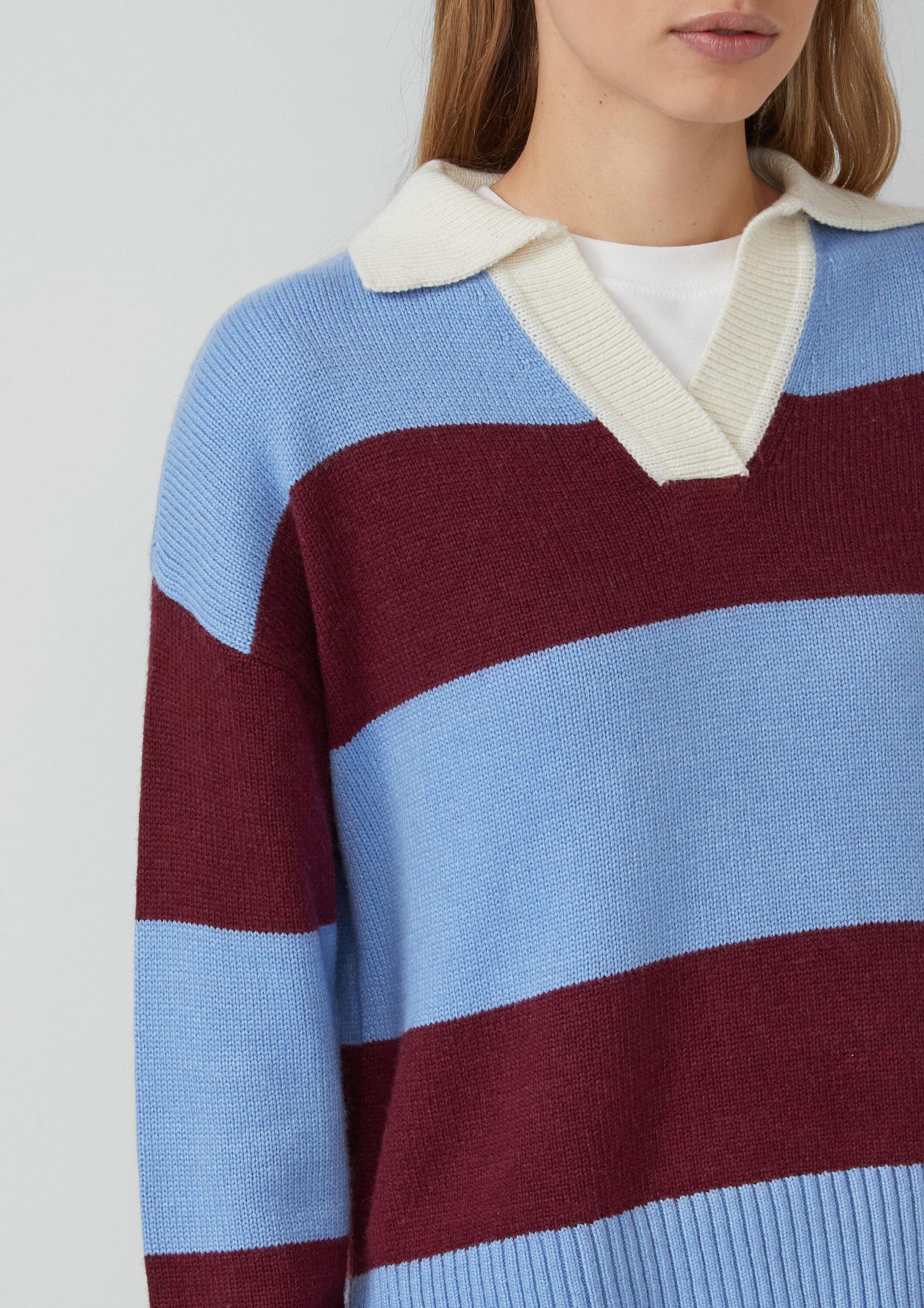 s.Oliver Longpullover Strickpullover Strickpullover aus Viskosemix mit Kragen