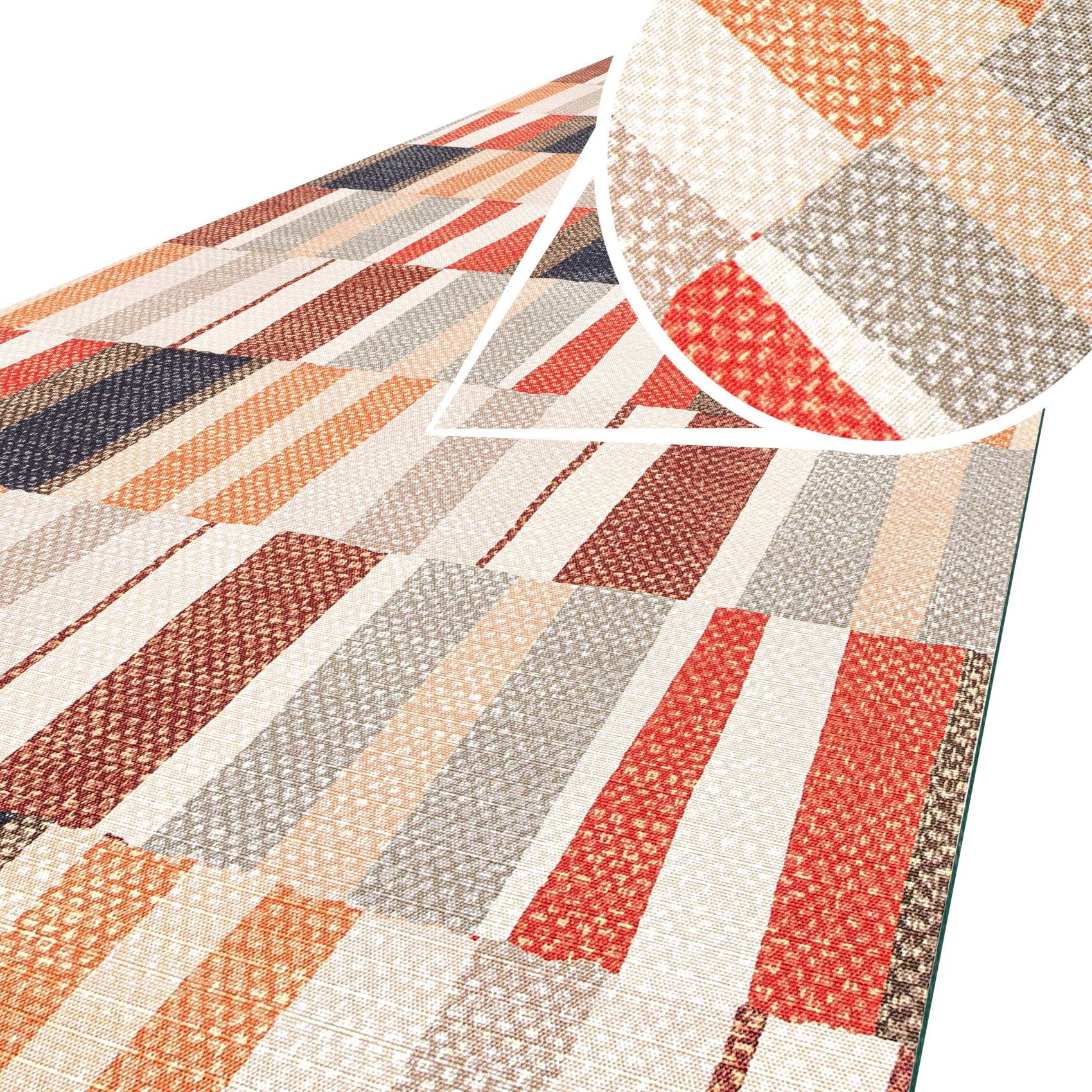 ANRO Küchenläufer Hochwertig Flurläufer Teppichläufer Textil, Eckig, Bodenläufer 100x52cm Line Patchwork Beige Grau pflegeleicht