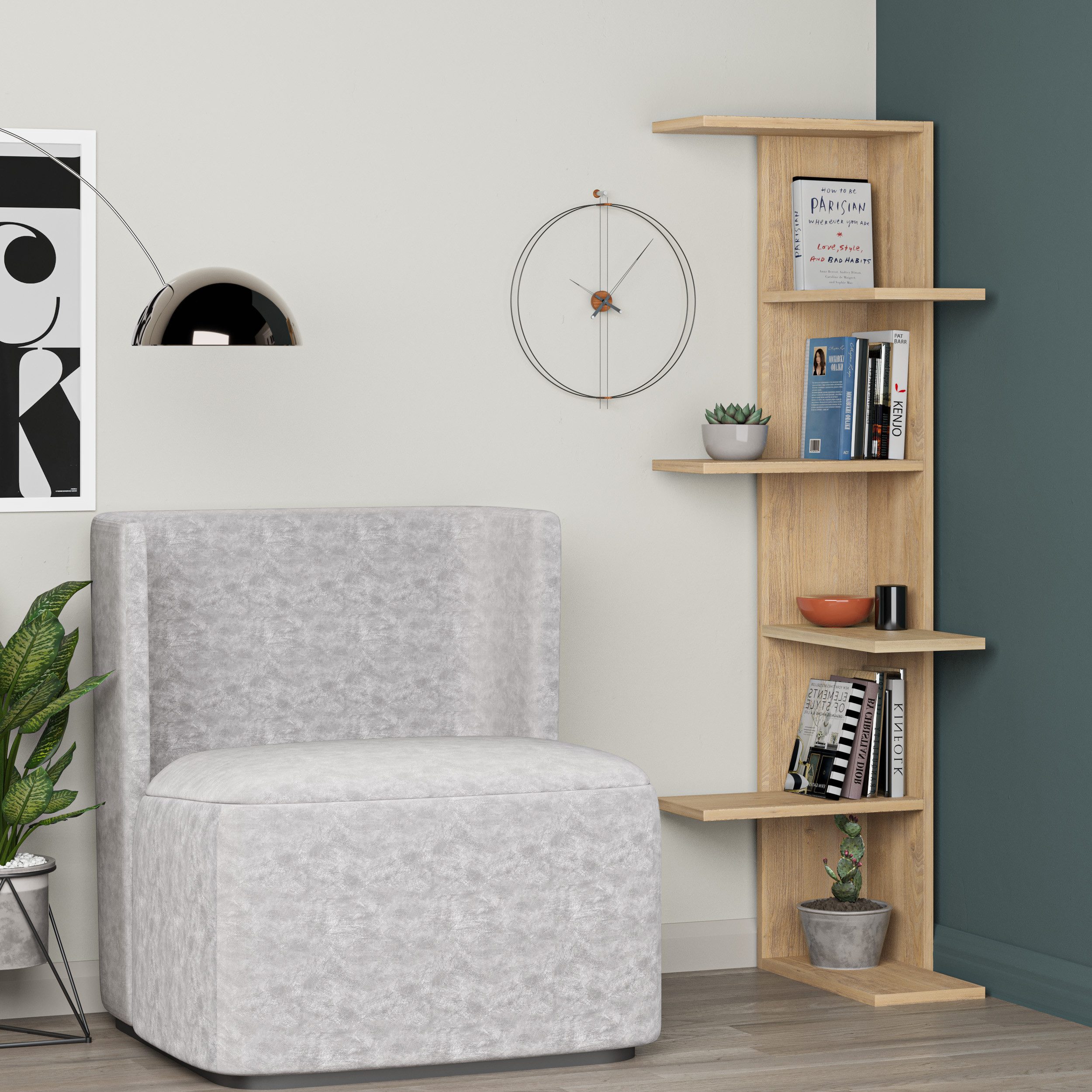 Decortie Bücherregal Saso, Modernes Eck-Bücherregal, 37 günstig online kaufen