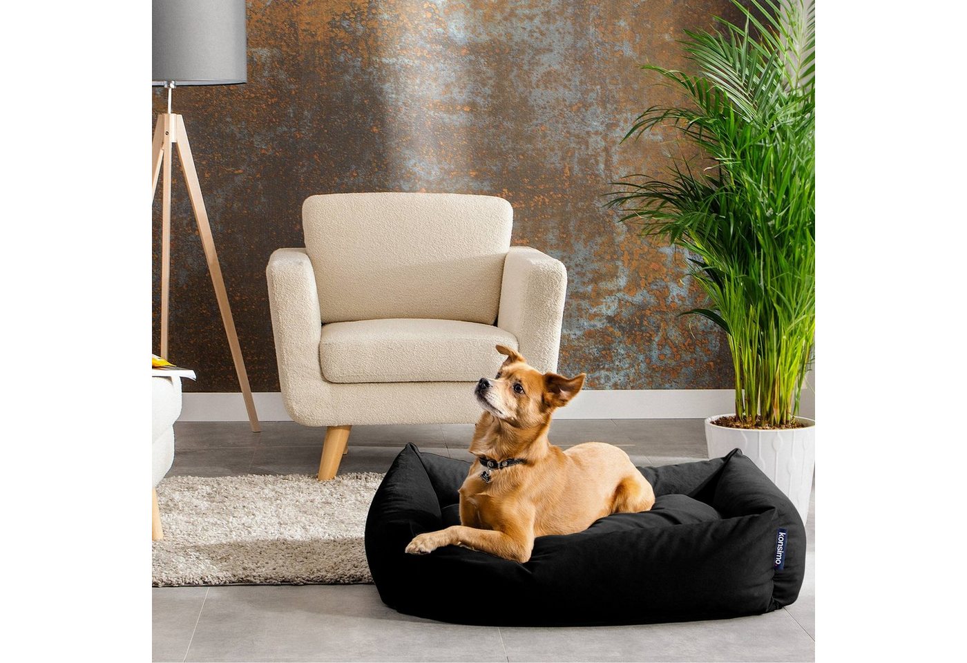 Thumbnail - KONSIMO® Tierbett Hundebett CANINI, 100 % Polyester, Kissenbezug abnehmbar, Super Clean Technologie