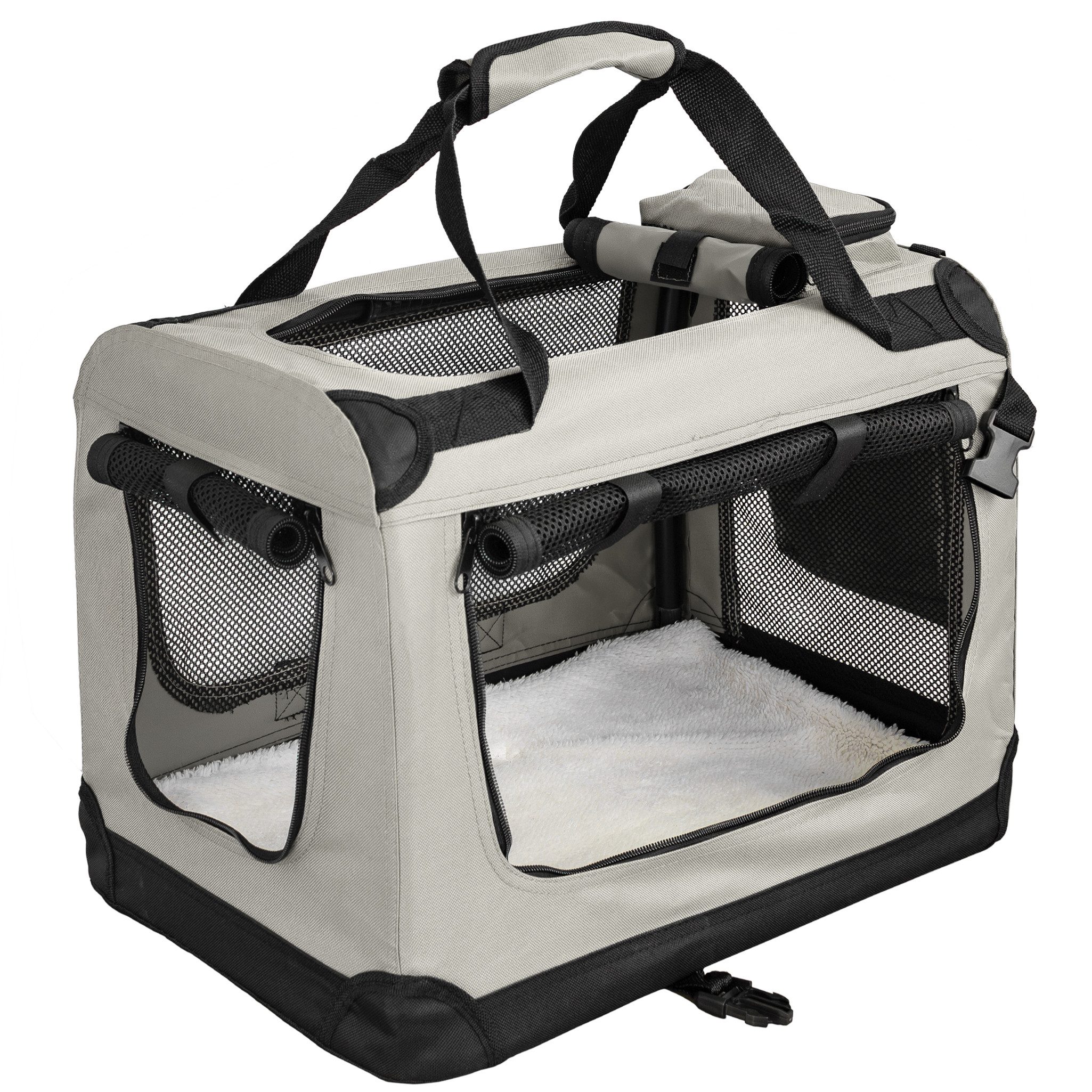 Petigi Tiertransporttasche Transportbox Faltbar Box Hund Transporttasche Katze Cream S-XXXXL