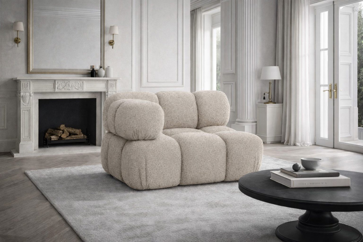 Kaiser Möbel Sofa-Eckelement Eckmodul modern für modulares System, Stoff Abriamo, SELIA (Modul, Einzelelement des modularen Sofasystems), Modulares Sofaelement mit Bouclé-Stoff Abriamo