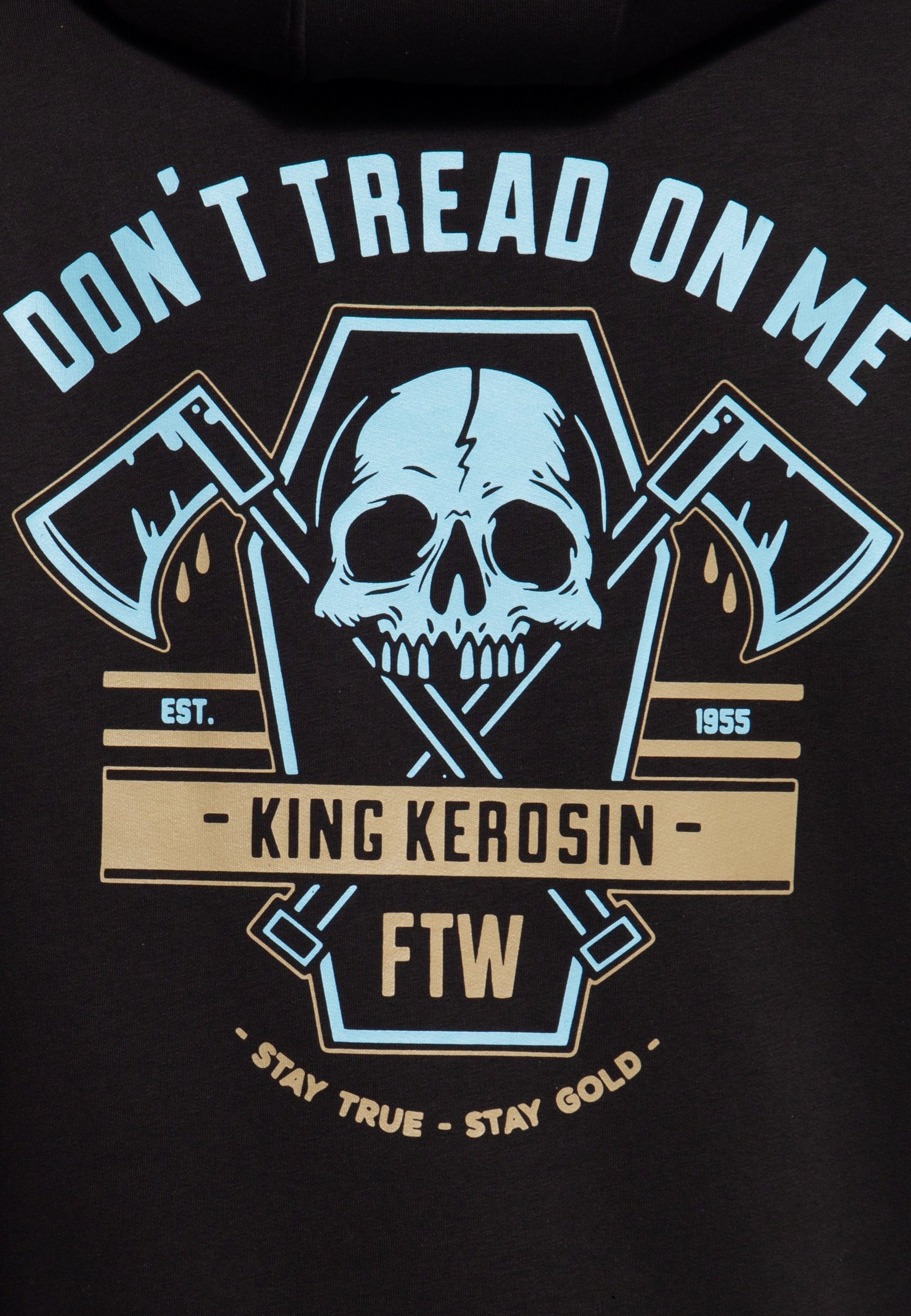 Print plakativem Tread mit Backside Kapuzensweatjacke KingKerosin Don't Skull