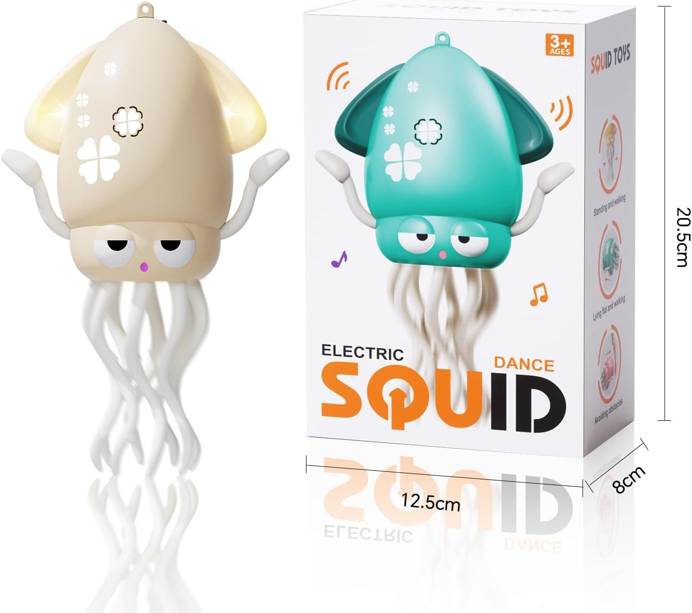 FELIXLEO Lernspielzeug Tanzender krabbelnder Oktopus LED Musik interaktives Spielzeug Weiß (1-St)