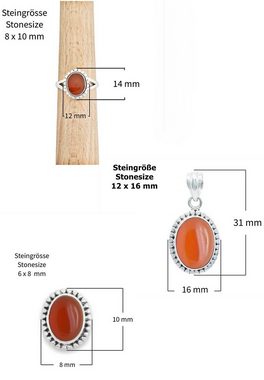 mantraroma Schmuckset 925er Silber mit Karneol (Schmuckset aus 925 Silber)