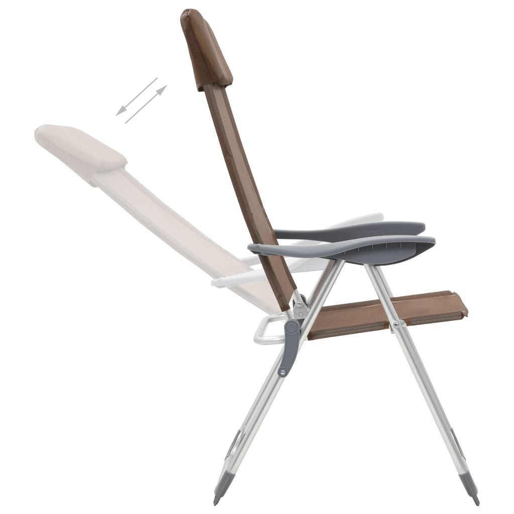vidaXL Campingstuhl Klappbare Campingstühle 2 Stk. Aluminium Braun (2 St)