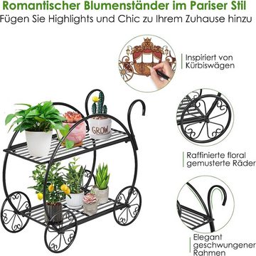 KOMFOTTEU Blumenständer Pflanzenregal, Outdoor Wetterfest, 66×34×62,5cm, Schwarz