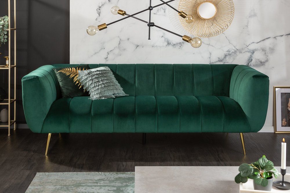 riess-ambiente 3-Sitzer »NOBLESSE 225cm smaragdgrün / gold«, 1 Teile, Couch  · Samt · Wohnzimmer