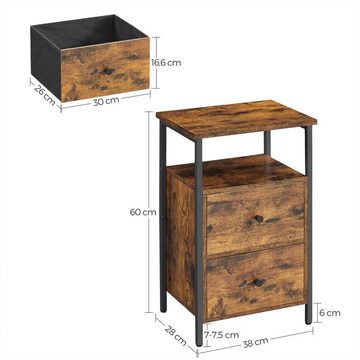 VASAGLE Nachttisch (1-St), mit 2 Schubladen, Industrie-Design, 38 x 28 x 60cm