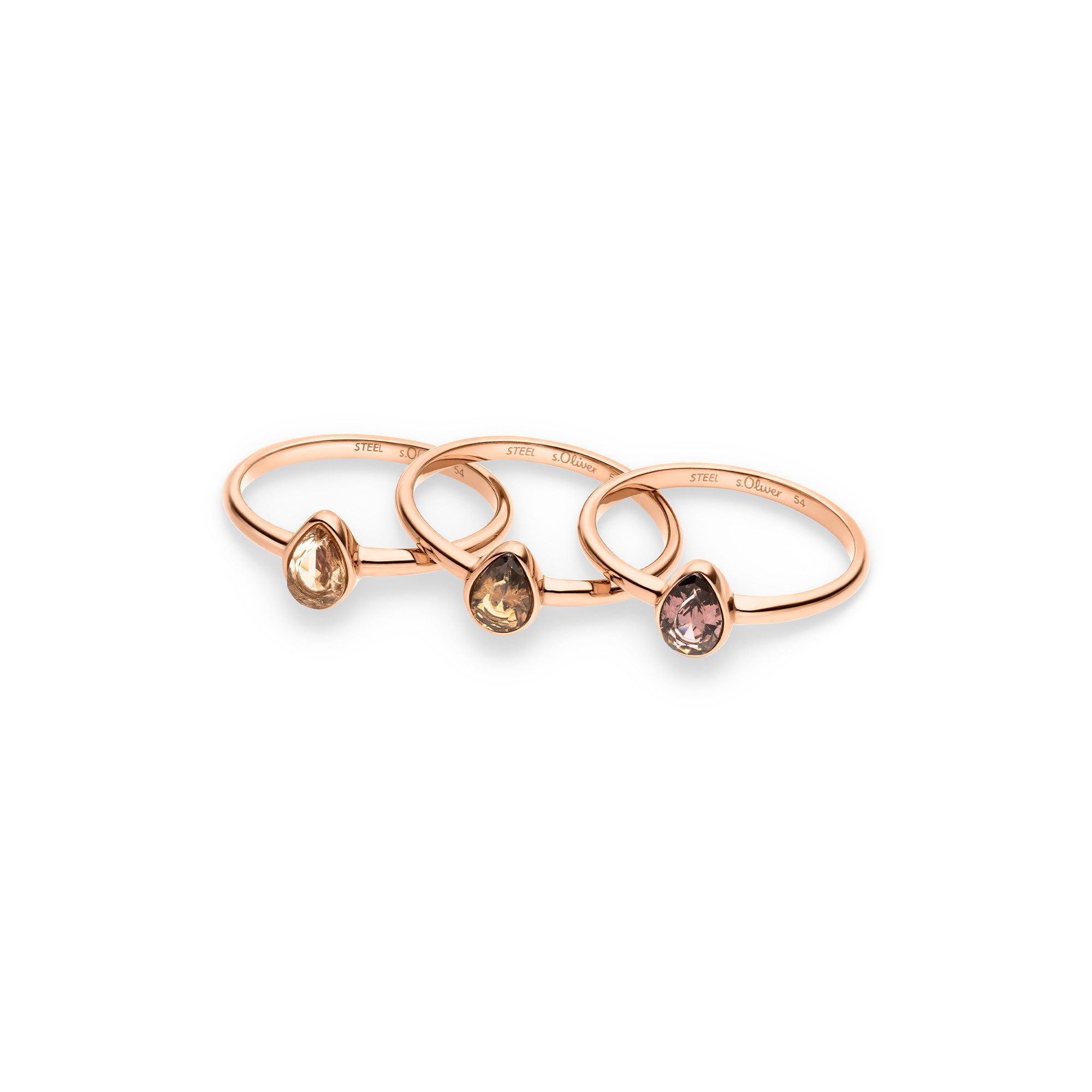 s.Oliver Ring-Set Elegant Stones (Set, 3-tlg), mit Zirkonia (synth)