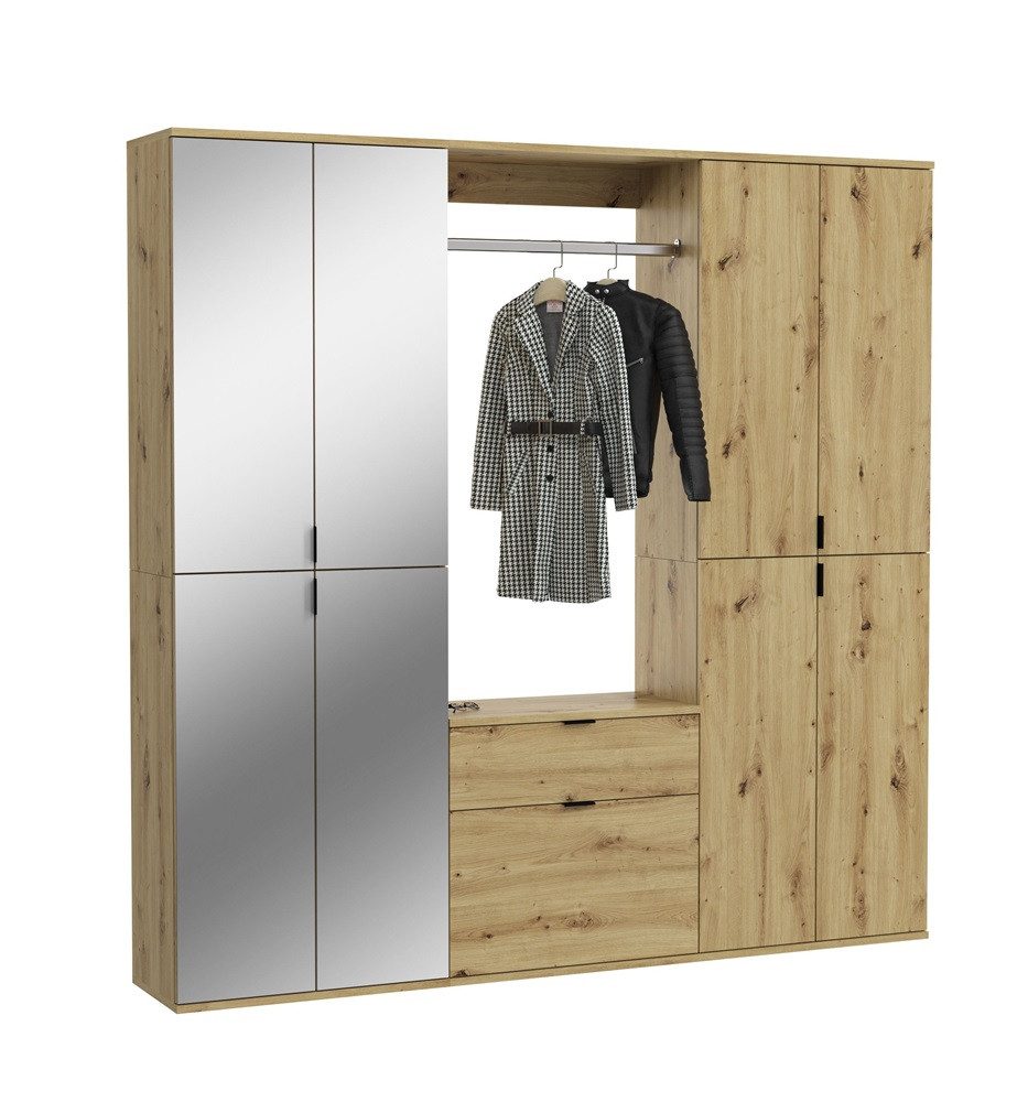 Garderoben-Set Garderoben Set Projekt X 1, Artisan Eiche / Spiegeltüren, 3-teilig