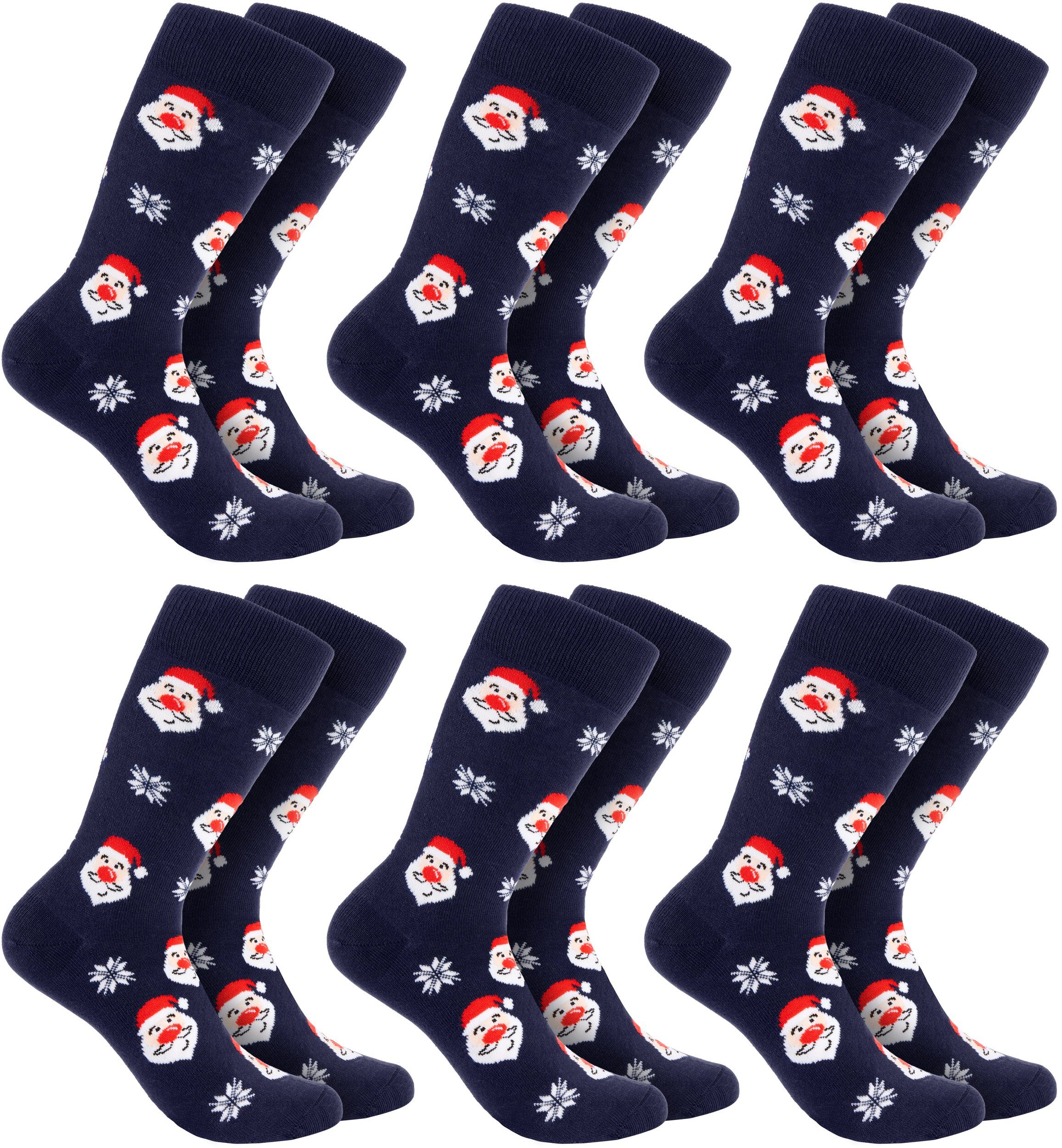 Socken Herren Weihnachtssocken - Buntes Weihnachtsmotiv Weihnachtsmänner
