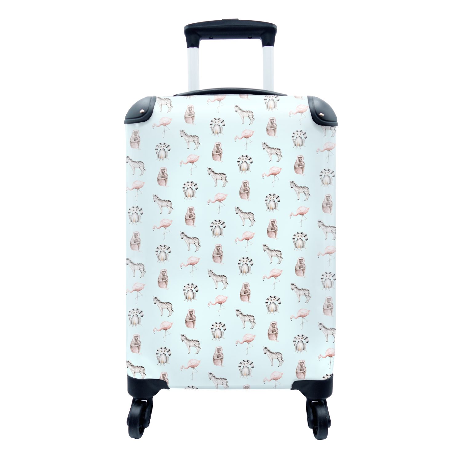 MuchoWow Handgepäckkoffer Tiere - Muster - Pastell, 4 Rollen, Reisetasche mit rollen, Handgepäck für Ferien, Trolley, Reisekoffer
