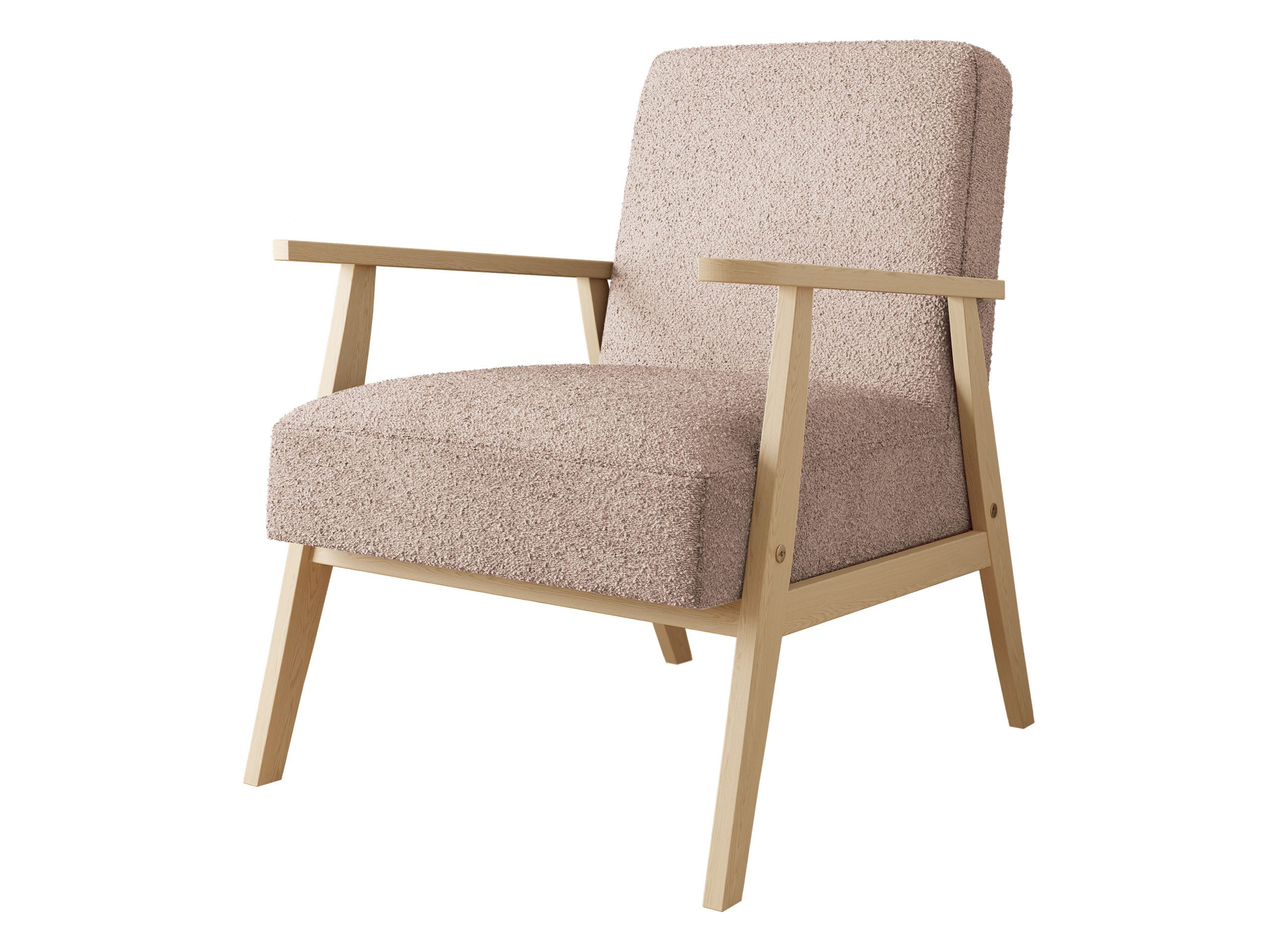 MIRJAN24 Sessel Retro Boucle (mit Wellenfeder), Holzkonstruktion, Freistehender, Armlehnen