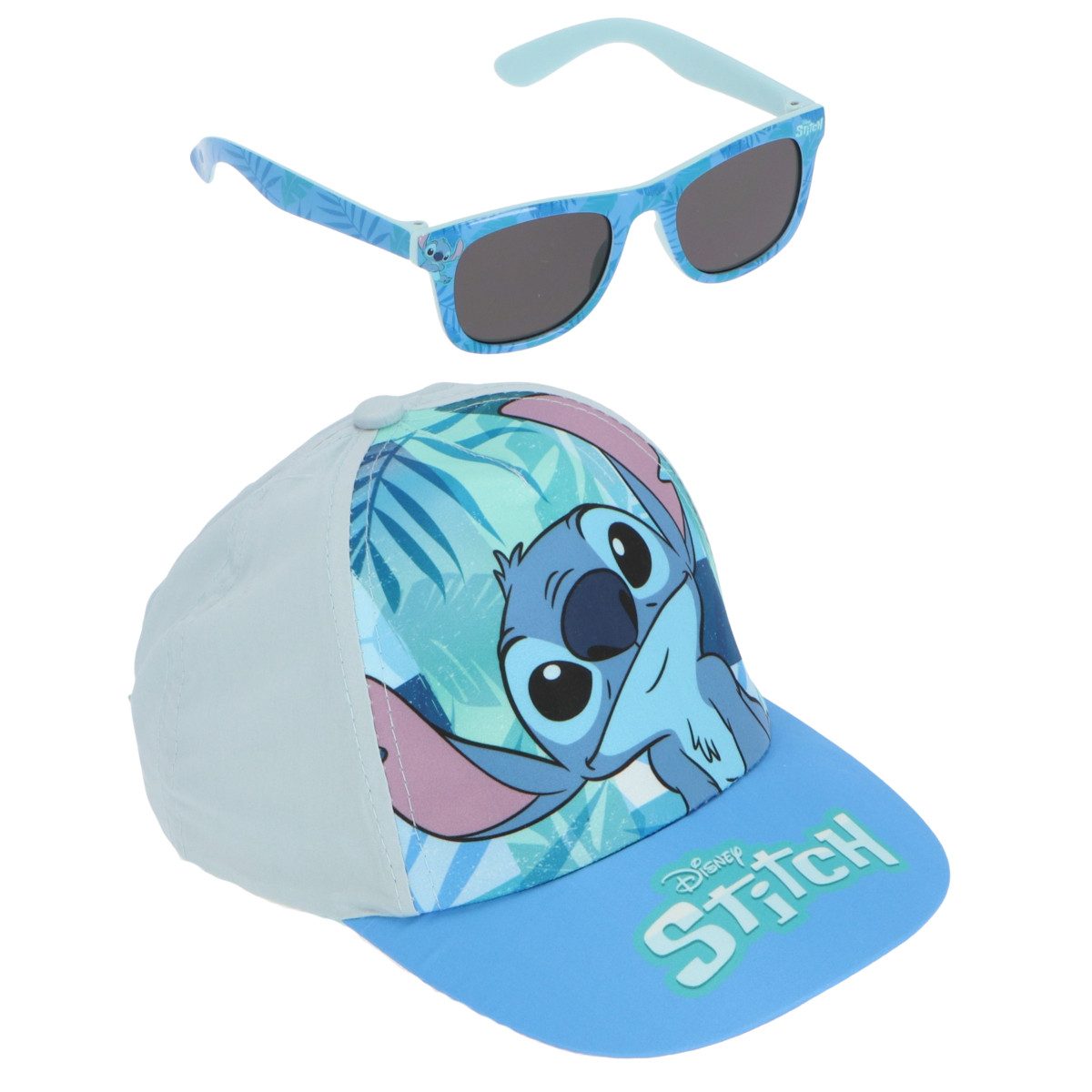 Lilo & Stitch Baseball Cap - Kinder Basecap Kappe + Sonnenbrille Freizeit Blau (2-St)