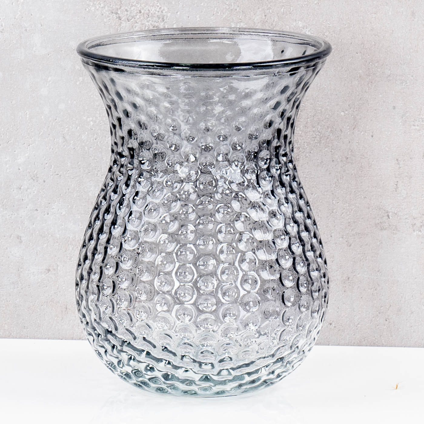 Levandeo® Dekovase, Retro Vase Grau Glas Blumenvase Dekovase Glasvase Blume günstig online kaufen