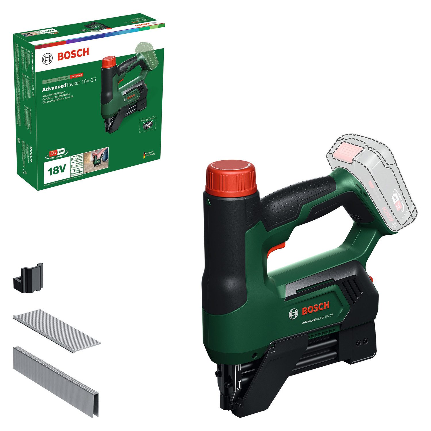 Bosch Home & Garden Akku-Tacker AdvancedTacker 18V-25 solo, ohne Akku und Ladegerät