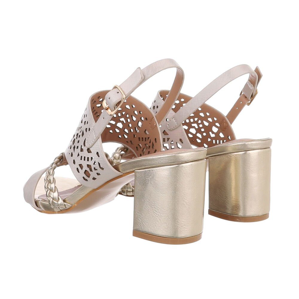 Ital-Design Clubwear Sandalen & Abendschuhe Blockabsatz Gold Damen & Party Sandalette Sandaletten in
